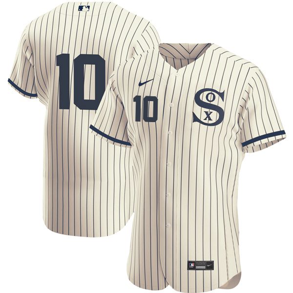 Men Chicago White Sox 10 No Name Cream stripe Dream version Elite Nike 2021 MLB Jerseys